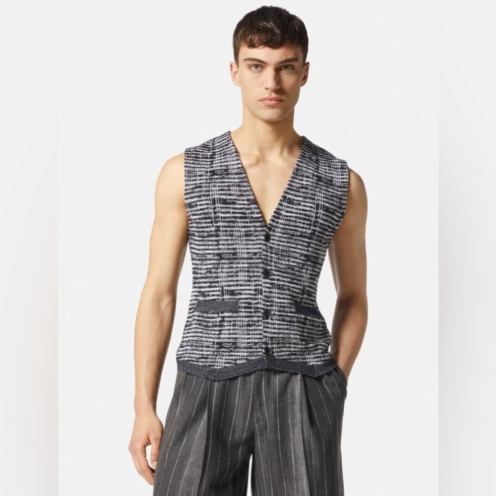 Versace Black and White Knit Vest